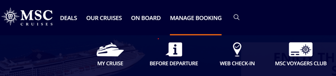 When visiting msc cruises click on Manage Your MSC Cruises Booking to access the web check in; - MSC Manage my booking south africa