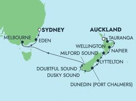 Visiting: Tauranga, Napier, Wellington, Lyttleton, Dunedin, Cruise...