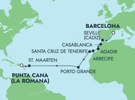 Visiting: Cadiz  Seville, Casablanca, Agadir, Arrecife, Santa Cruz...