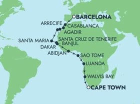 Visiting: Casablanca, Agadir, Arrecife, Santa Cruz De Tenerife,...