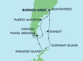 Visiting: Montevideo, Puerto Madryn, Punta Arenas, Ushuaia, Cruise...