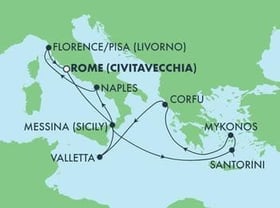 Visiting: Santorini Island, Mykonos, Corfu, Valletta, Messina,...