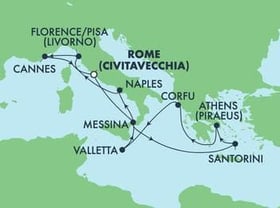 Visiting: Santorini Island, Piraeus  Athens, Corfu, Valletta,...