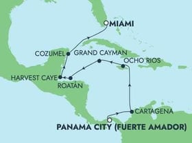 Visiting: Transit Panama Canal, Cartagena  Colombia, Ocho Rios,...