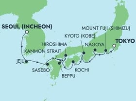 Visiting: Jeju, Nagasaki  Sasebo, Cruise Kanmon Strait, Beppu,...