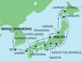 Visiting: Jeju, Nagasaki  Sasebo, Cruise Kanmon Strait, Hiroshima,...