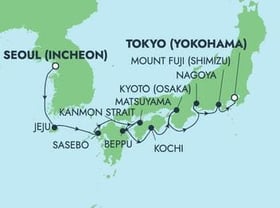 Visiting: Jeju, Nagasaki  Sasebo, Cruise Kanmon Strait, Matsuyama,...
