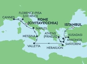 Visiting: Kusadasi, Mykonos, Santorini Island, Piraeus  Athens,...