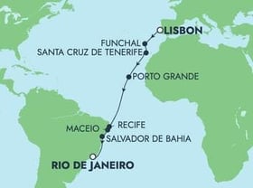 Visiting: Funchal, Santa Cruz De Tenerife, Porto Grande, Recife,...