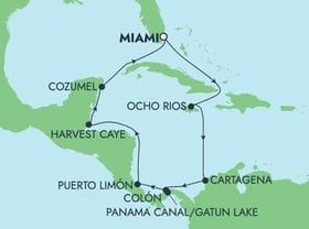 Visiting: Ocho Rios, Cartagena  Colombia, Panama Canal Gatun Lake...