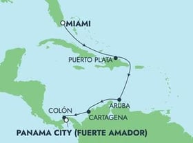 Visiting: Puerto Plata, Oranjestad, Cartagena  Colombia, Colon,...