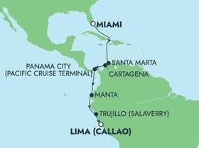 Visiting: Santa Marta, Cartagena  Colombia, Transit Panama Canal,...
