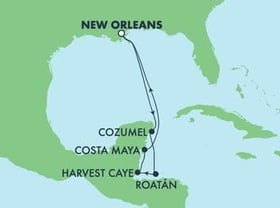 Visiting: Cozumel, Roatan  Bay Islands, Harvest Caye, Costa Maya