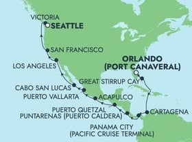 Visiting: Great Stirrup Cay, Cartagena  Colombia, Transit Panama...