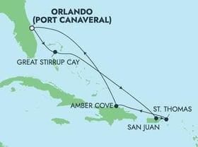 Visiting: Great Stirrup Cay, St Thomas, San Juan, Puerto Plata