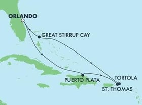 Visiting: Puerto Plata, St Thomas, Tortola, Great Stirrup Cay