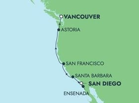 Visiting: Ensenada, Santa Barbara, San Francisco, Astoria, Vancouver