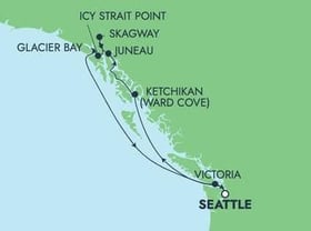 Visiting: Ketchikan (Ward Cove), Icy Strait Point, Juneau, Skagway,...