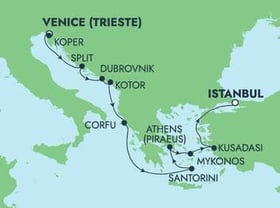 Visiting: Koper, Split, Dubrovnik, Kotor, Corfu, Santorini Island,...