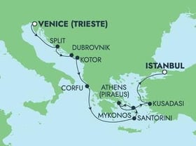 Visiting: Split, Dubrovnik, Kotor, Corfu, Santorini Island,...