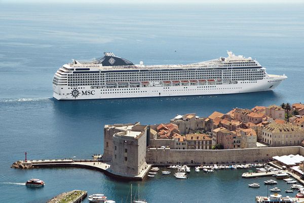 MSC Musica outside Dubrovnik in Croatia