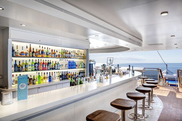 Horizon Bar on MSC Grandiosa the best place to quench your thirst with wine and champagne by the glass or some energy drinks