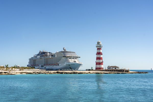 MSC Meraviglia a the Ocean Cay , MSC Private Island in the Caribbeanearly 2020