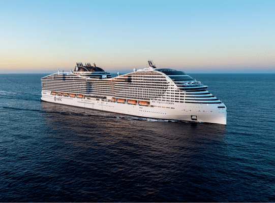 MSC World Europe on a cruise in the mediterranean sea