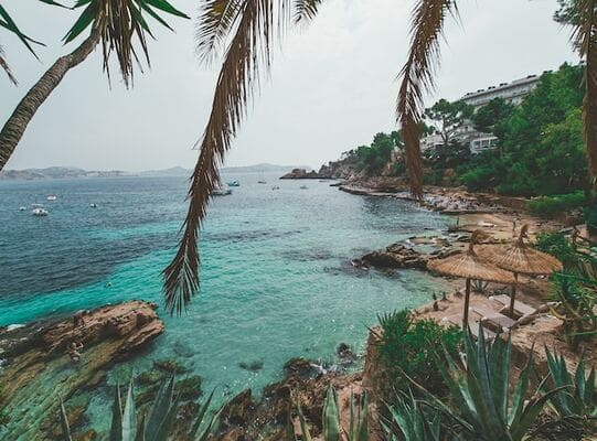 Palma De Mallorca Majorca Majorica Balearic Island landscape sea view beach Azure Blue on a Mediterranean cruise 