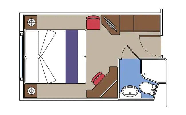 Layout of an outside ocean view cabin on MSC Sinfonia - layout