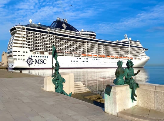 MSC Splendida is a MSC Cruises ship at quay in Trieste, Italy - the ship that will replace the MSC Orchestra for the cruise from Durban South Africa