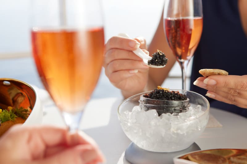 Savor a Caviar and Champagne experience onboard the luxurious Silver Moon cruise ship. The opulent setting and impeccable service will delight