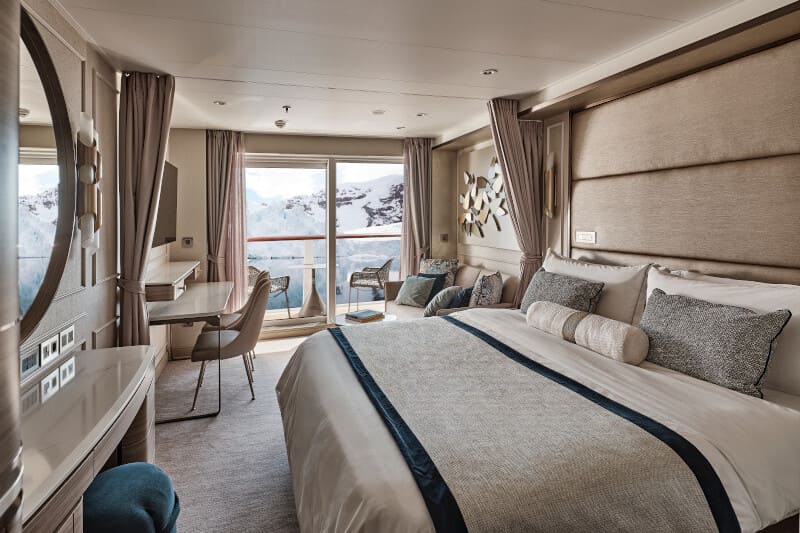 A Veranda suite categories onboard the Silver Endeavour. The latest luxury expedition ship of silversea cruises