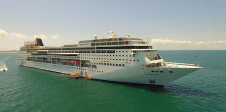 MSC Sinfonia cruise ship outside Mossel Bay offloading passengers on tender boats. - MSC Cruise
