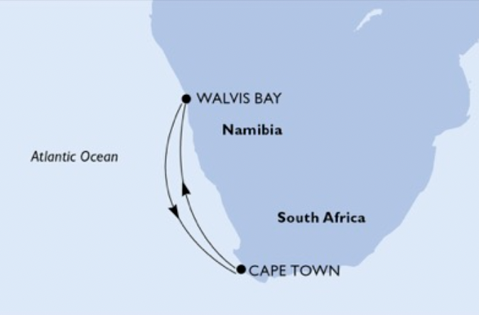 Cruise Itinerary| Cape Town to Walvis Bay