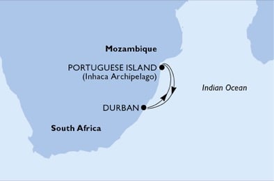 Portugues Island Cruise | 3 nights | MSC Musica | Durban - Portuguese Island - Durban | UHIA