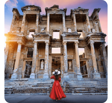 Image of Ephesus Ancient City in Turkey, a UNESCO World Heritage Site. Can be visited on a Mediterranean cruise from Istanbul or Black Sea ports on a Silversea Mediterranean Cruises