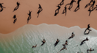 Arial photography of a group of cruise traveller on the sandy island situated very close to Inhaca island in the Maputo bay Arial photography of a group of cruise traveller on the sandy island situated very close to Inhaca island in the Maputo bay