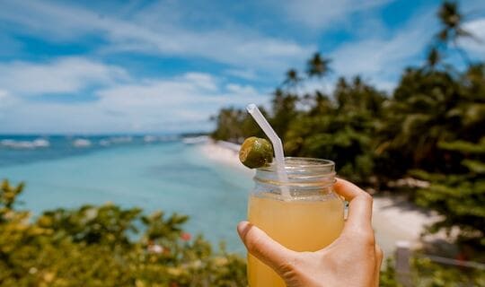 Having a cocktail overlooking the sea on Portuguese Islands on a cruises from Durban South Africa on MSC Orchestra