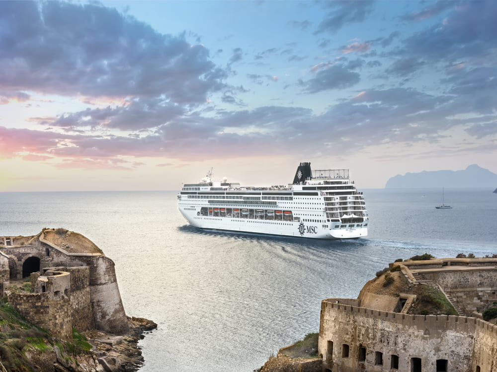 MSC Armonia (MSC Cruises ship) outside Cartagena Spain while cruising the Mediterranean