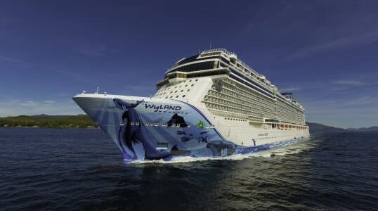 Norwegian Bliss in Ketchikan Alaska - the Bliss is the third breakaway plus class vessels that entered NCL service