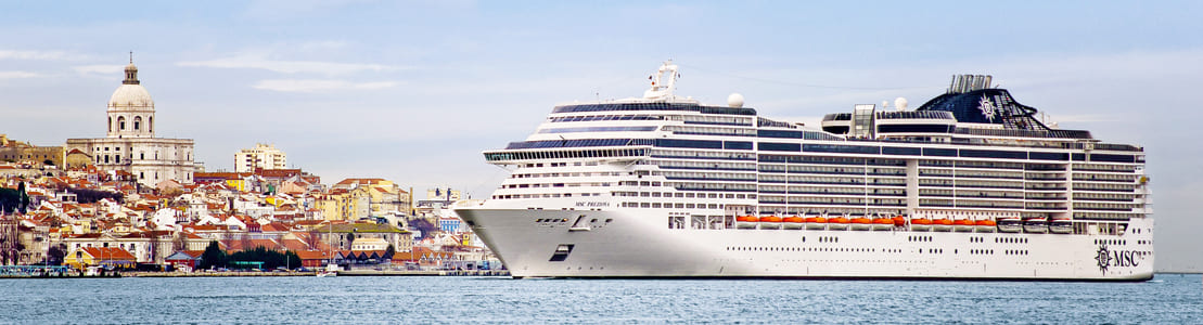 MSC Preziosa on maiden call in Lisbon, Portugal Mediterranean 1110x300